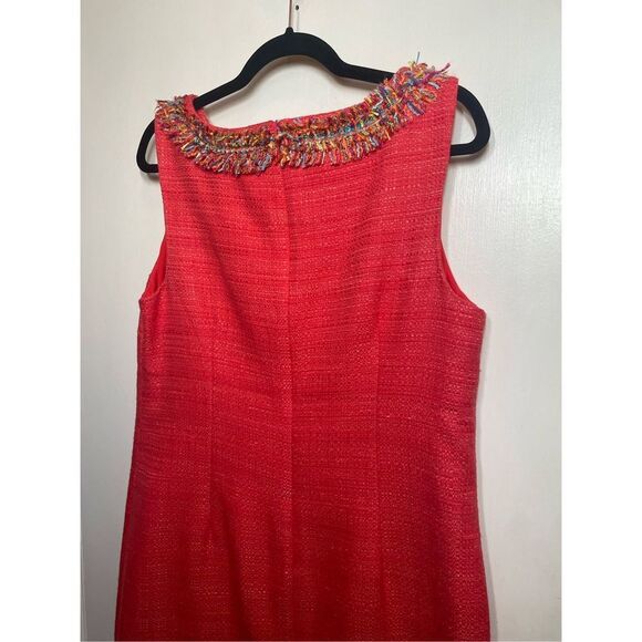 Talbots TEXTURED FRINGE-NECK SHIFT Red DRESS size 14 - Picture 14 of 14